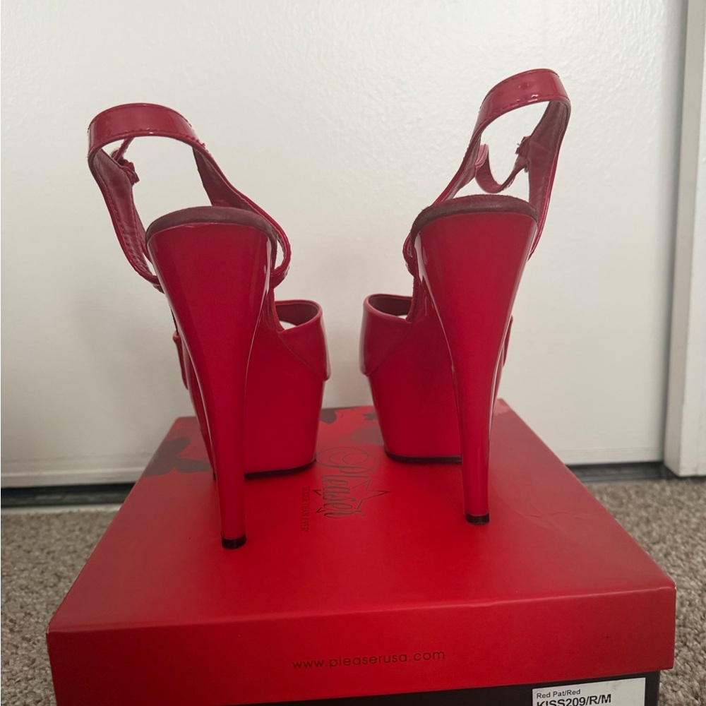 Pleaser Bold Red Platform Sandals - image 3